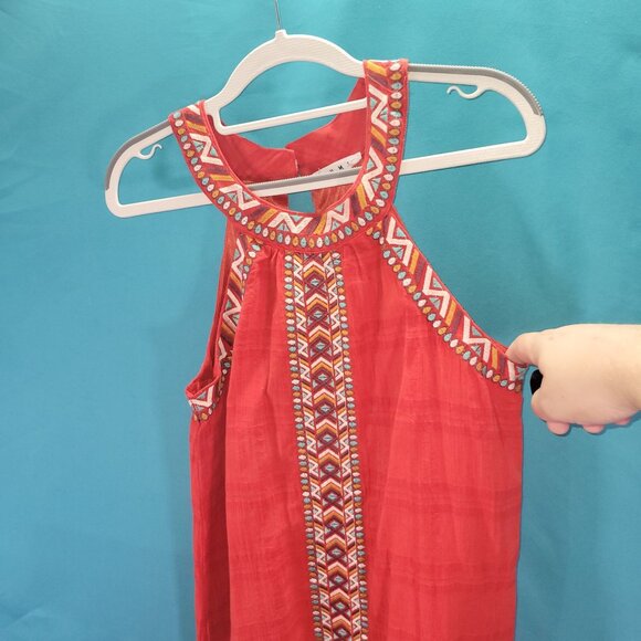 Sleeveless THML Embroidered Red Dress S - Picture 2 of 7